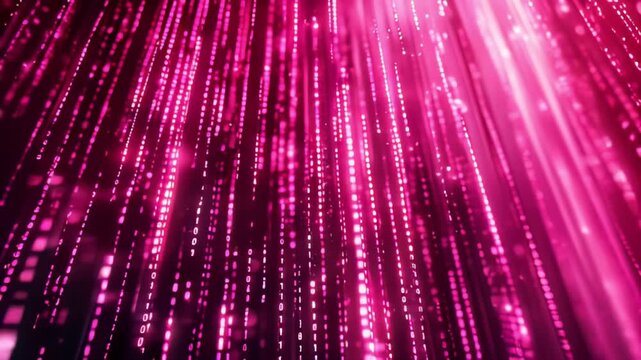 Vivid Pink Digital Data Streams in a Cybernetic Environment
