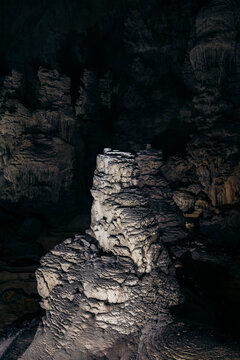 Interior of a karst limestone cave, Kong Lor Cave in Phu Hin Bun National Park, Laos; Khammouane Province, Laos