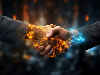 Business partnership and collaboration concept in technology and internet