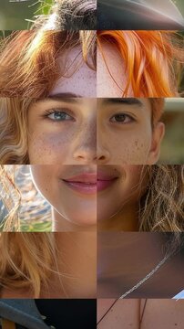 The Beauty of Change: Capturing Teenage Diversity in Fine Art Portraits - faces of teens morphing with mosaic effect vertical