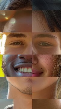 The Beauty of Change: Capturing Teenage Diversity in Fine Art Portraits - faces of teens morphing with mosaic effect vertical video