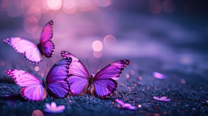Purple Butterflies on a Sparkling Surface