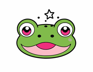 Frog head vector art illustration with white background
