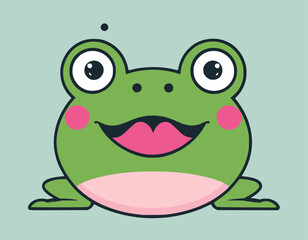 Cute Frog Vector Illustration - Cartoon Line Art Clipart Design
