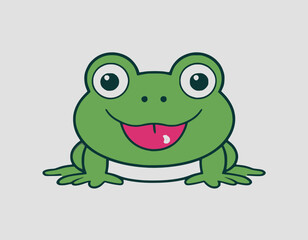Cute Frog Vector Illustration - Cartoon Line Art Clipart Design

