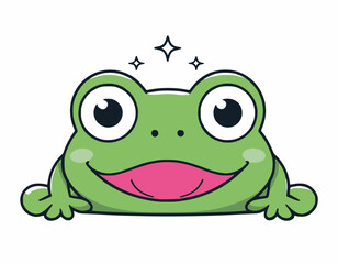 Cute Frog Vector Illustration - Cartoon Line Art Clipart Design
