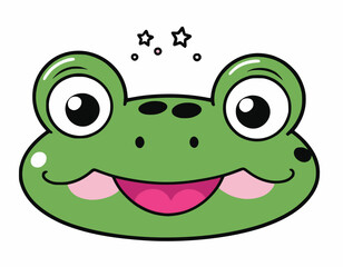 Frog head vector art illustration with white background
