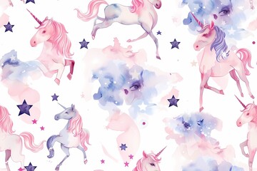 Watercolor Unicorn Pattern
