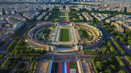 Parisian landmarks with virtual overlays of Olympic venues, innovative and informative