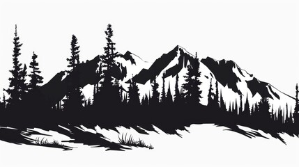 Obraz premium Alaska Silhouette. Icon of Alaskan Pictograph Symbolizing Cold Snowy Countryside