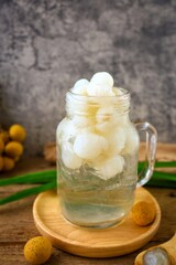 Fresh longan juice in aclear glass with longan