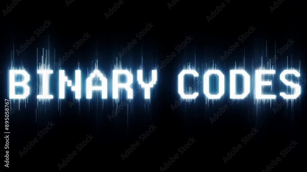 Poster The word Binary Codes is displayed in a pixelated font on a black background, with white vertical lines of light surrounding the text.