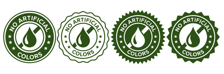 No artificial colors icons. No artificial added colors, logo, badge, icon, sticker, label, emblem, stamp, symbol, green, golden, flat vector, isolated illustration. 