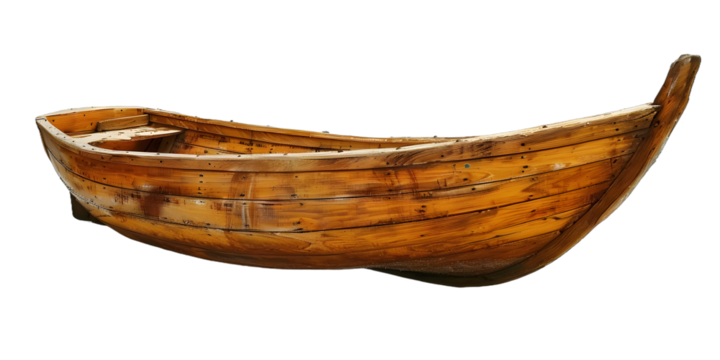 [Transparent Background PNG]Wooden Rowboat on White Background