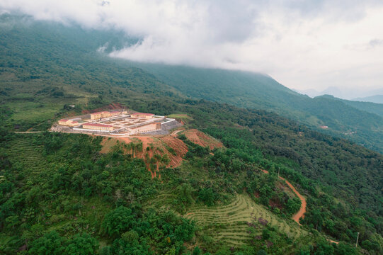 Walled fortress on a mountainside in Thanh Hoa, Vietnam; Pu Luong, Thanh Lam, Ba Thuoc, Thanh Hoa, Vietnam
