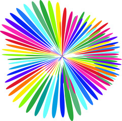 Colorful radial, radiating lines. Abstract circular, concentric and radial burst element