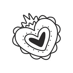 Hand drawn Heart icon. Heart doodle set, heart illustration border, love symbols collection, Valentine's Day.