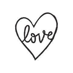 Hand drawn Heart icon. Heart doodle set, heart illustration border, love symbols collection, Valentine's Day.