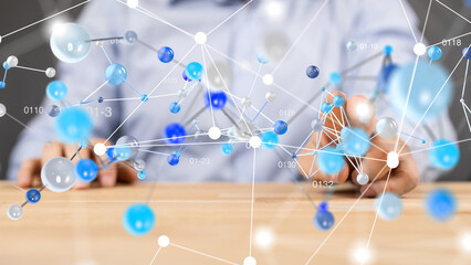 Neural network concept. Connected cells with links.