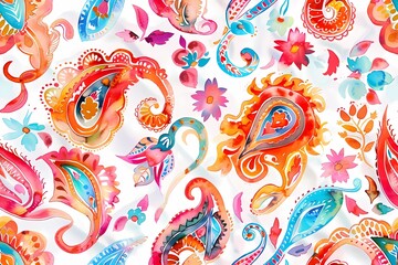 Fototapeta premium Watercolor Paisley Pattern