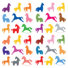 Seamless vector background with horses. Colorful wallpaper pattern. Good for textile fabric design, wrapping paper, website wallpapers, textile, wallpaper and apparel. vector illustration