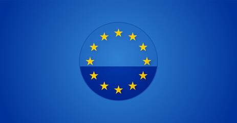 circle symbol abstract creative in blue and deep blue with the stars of the flag of the European Union, EU, Europe