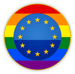 circle creative flag background of the European Union and circle of LGBTQ as Lesbian, gay, bisexual, transgender and queer as LGBTQ +
