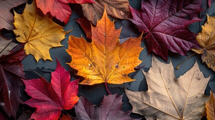 Obraz premium Autumn Leaf. Multicolor Dry Maple Leafs in Fall Season