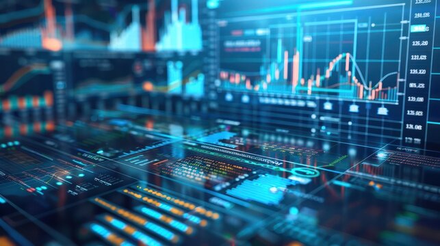 virtual financial advisory session, with digital tools and interactive charts aiding in client consultations