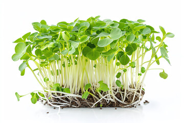 Naklejka premium Fresh pea microgreen sprouts isolated on a white background