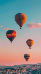 Fototapeta premium Hot Air Balloons Over Cappadocia Landscape