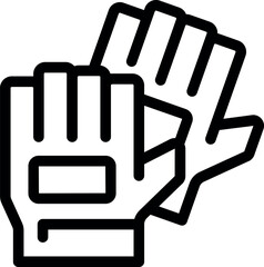 Line icon of a pair of gloves, emphasizing safety and hand protection in industrial or work environments
