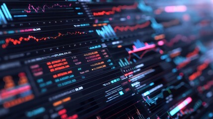 Obraz premium advanced algorithm visualization on a high-resolution screen, showing predictive analytics for stock market investments