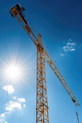 Crane in front of sunny sky
