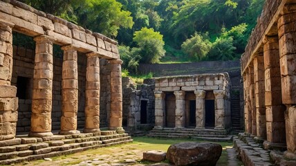 Obraz premium Photograph of Ancient Ruins and Archaeological Site Emphasize the history and the awe of discovery. Generative ai. 