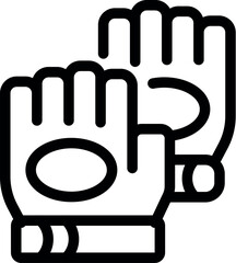 Line art icon of goalkeeper gloves, essential equipment for soccer goalkeepers, providing protection and grip