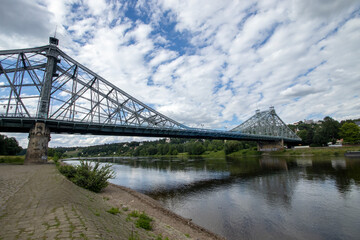 The 19th century Loschwitz Bridge in Dresden, Germany