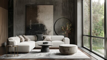Chic decor in contemporary living room, conceptual mockup