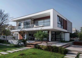 Modern House With A Large Glass Window