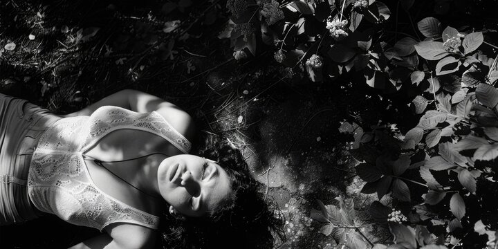 Woman lying on ground