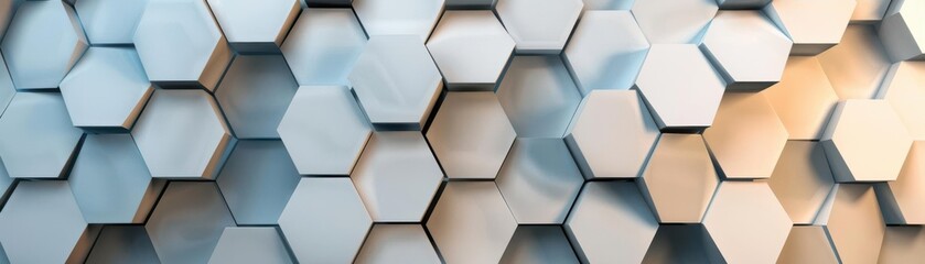 3D abstract hexagon waves in a monochromatic palette for modern design