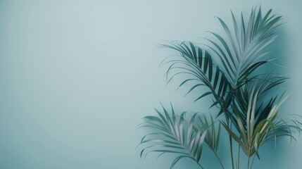 Palm Leaf on Blue Background