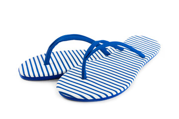 Flip flops isolated on white background. Sandals.Summer Slippers.Vacation Concept.Rubber Slide Sandal