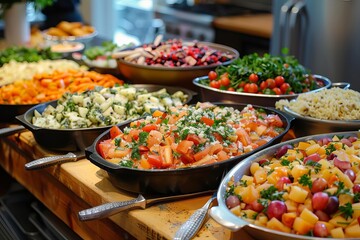 Fototapeta premium Community potluck dinner with homemade dishes