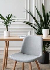 Minimalist Interior Design With Chair and Flower Arrangement