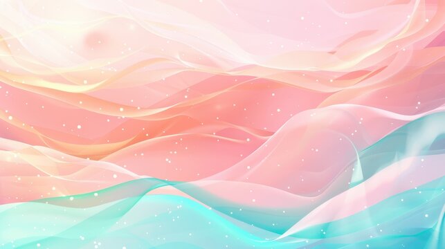 Abstract pastel wave background with smooth flowing lines and bubbles. Soft and serene color palette creates a calming and dreamy effect.