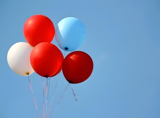 Red White Blue Balloons In The Sky