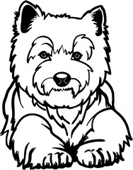 West Highland White Terrier - Lying dog vector stock isolated illustration on white background.