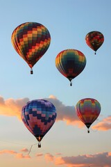Fototapeta premium Colorful Hot Air Balloons Flying in the Sky at Sunset
