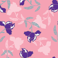 Seamless floral pattern, cute ditsy print with rustic motif. Pretty botanical design with small hand drawn flowers, sunflower, leaves on a light gentle background. Vector illustration